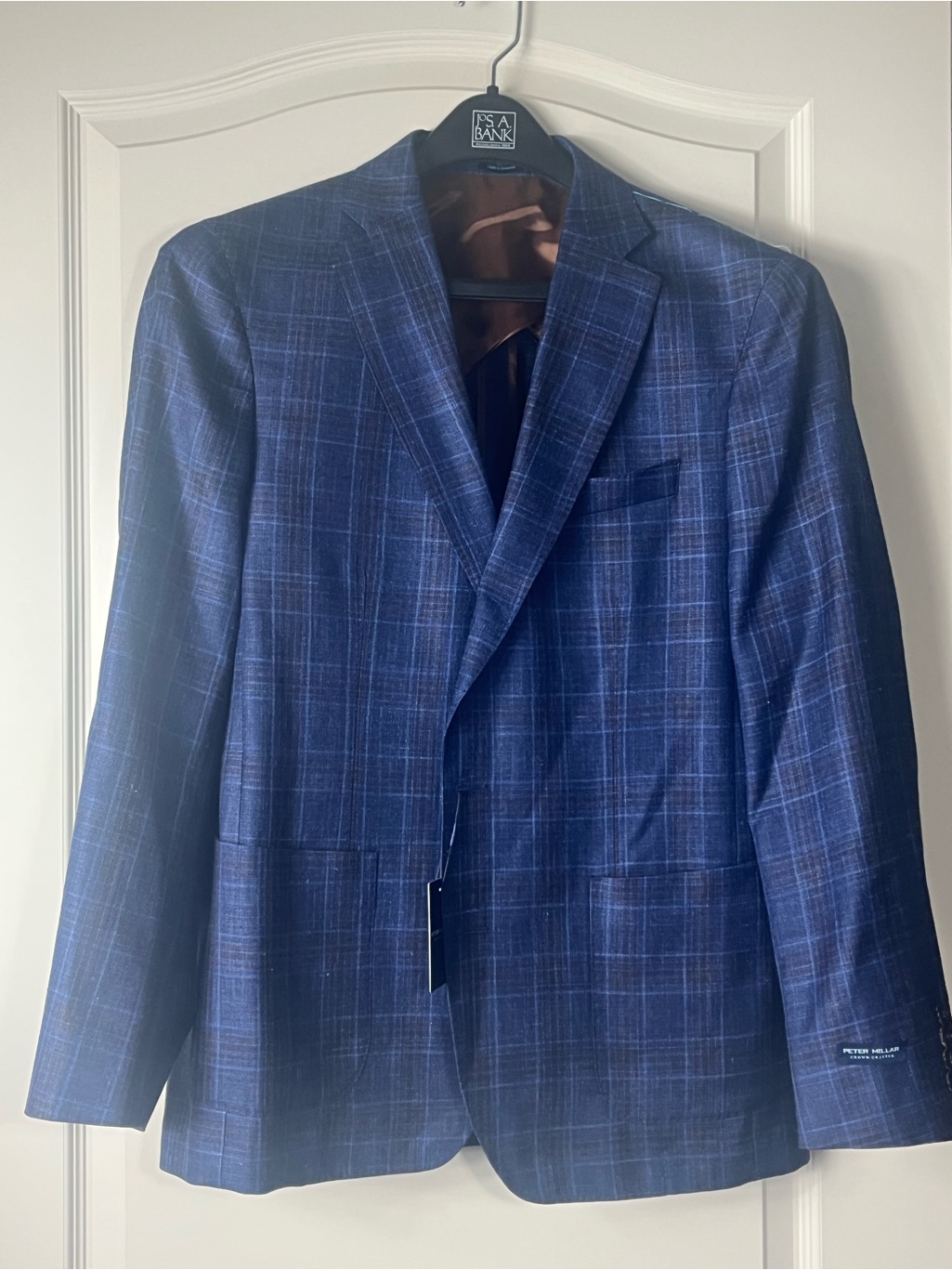 Peter Millar Blue Windowpane Plaid Sport Coat